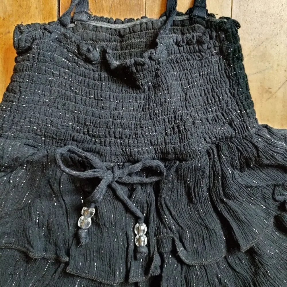 Justice size 14 girls black ruffle dress swim cover up  summer dress